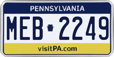 PA license plate MEB2249