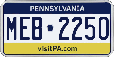 PA license plate MEB2250