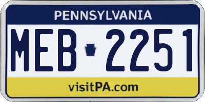 PA license plate MEB2251