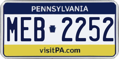 PA license plate MEB2252