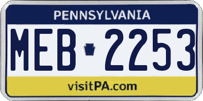 PA license plate MEB2253