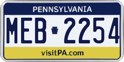 PA license plate MEB2254