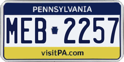 PA license plate MEB2257