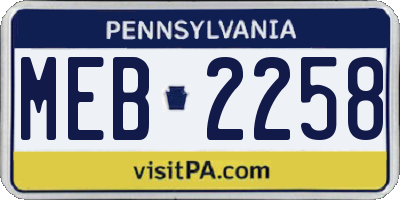PA license plate MEB2258