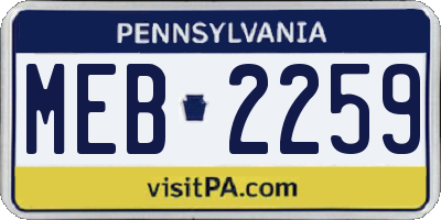 PA license plate MEB2259