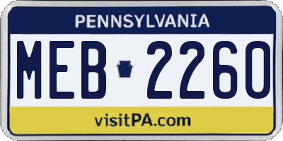 PA license plate MEB2260