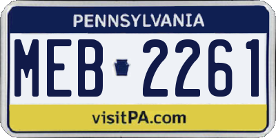 PA license plate MEB2261