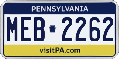 PA license plate MEB2262
