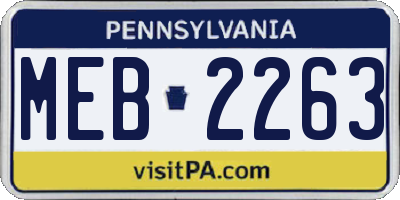 PA license plate MEB2263