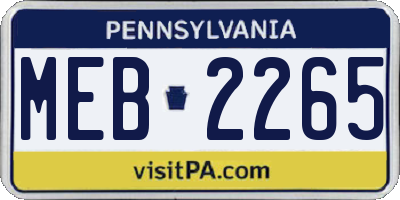 PA license plate MEB2265