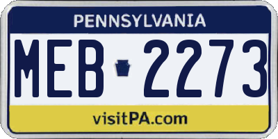 PA license plate MEB2273