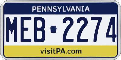 PA license plate MEB2274