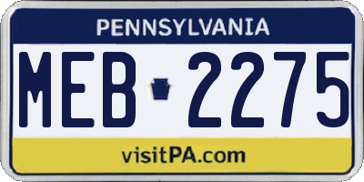 PA license plate MEB2275