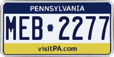 PA license plate MEB2277
