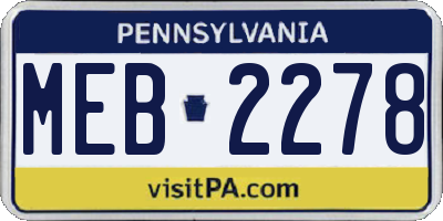 PA license plate MEB2278
