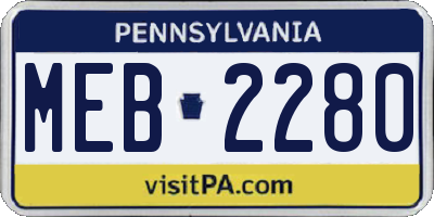 PA license plate MEB2280