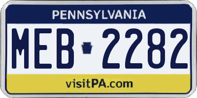 PA license plate MEB2282