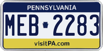PA license plate MEB2283