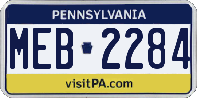 PA license plate MEB2284