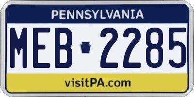 PA license plate MEB2285