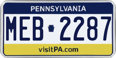 PA license plate MEB2287