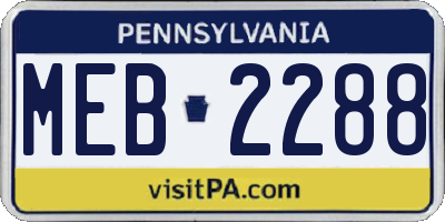 PA license plate MEB2288