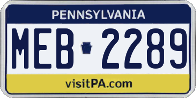 PA license plate MEB2289