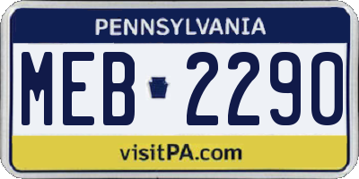 PA license plate MEB2290