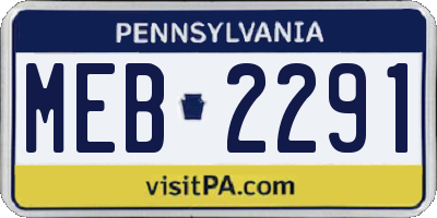 PA license plate MEB2291