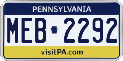 PA license plate MEB2292