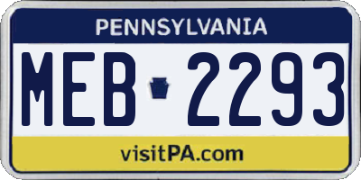 PA license plate MEB2293
