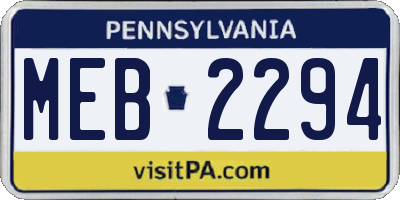 PA license plate MEB2294