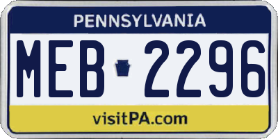 PA license plate MEB2296