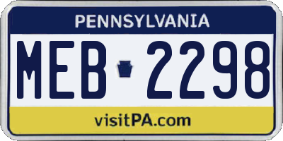 PA license plate MEB2298