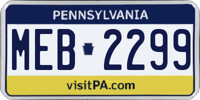 PA license plate MEB2299