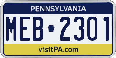 PA license plate MEB2301