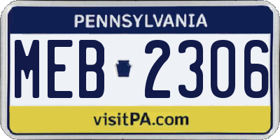 PA license plate MEB2306