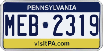 PA license plate MEB2319