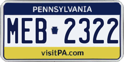 PA license plate MEB2322