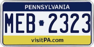 PA license plate MEB2323