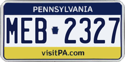 PA license plate MEB2327