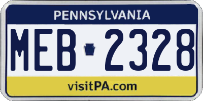 PA license plate MEB2328