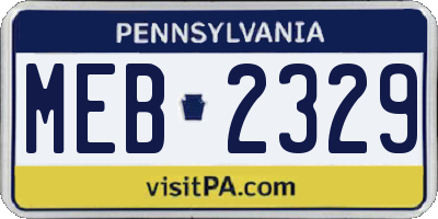 PA license plate MEB2329