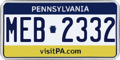 PA license plate MEB2332