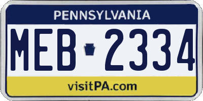 PA license plate MEB2334