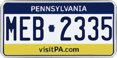 PA license plate MEB2335