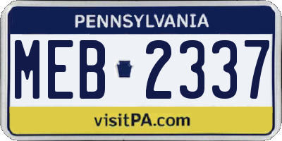PA license plate MEB2337