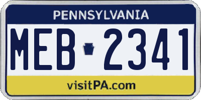 PA license plate MEB2341