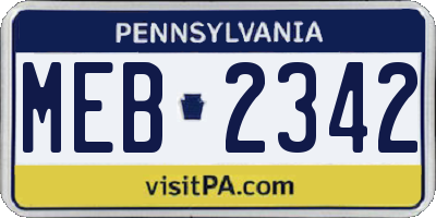 PA license plate MEB2342