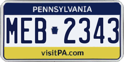 PA license plate MEB2343